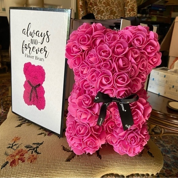 Always & Forever Bear in bright pink with black tie. New in the box. It’s a girl - Picture 9 of 9